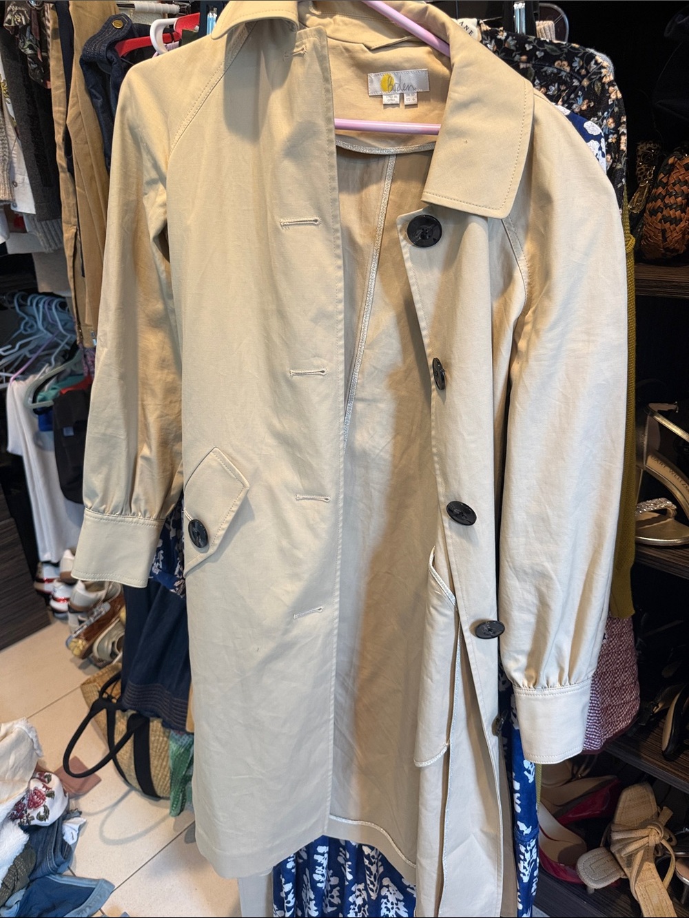Boden Beige Trench Coat with Button Front